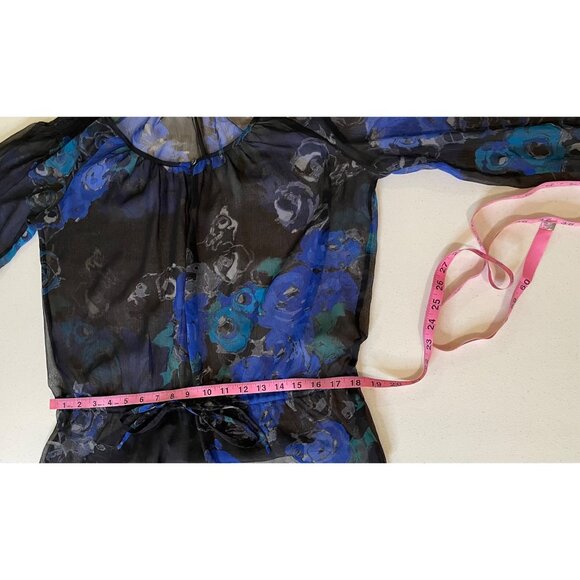 NY & Co Womens Oversized Sheer‎ Floral Top Size S Fairy Grunge Whimsigoth Y2K - Picture 7 of 10